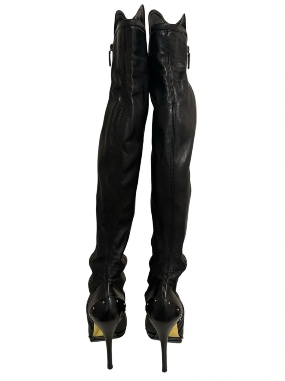 GUCCI Tom Ford Era Black Leather Studded Platform OTK Runway Boot Y2K Fall 2003
